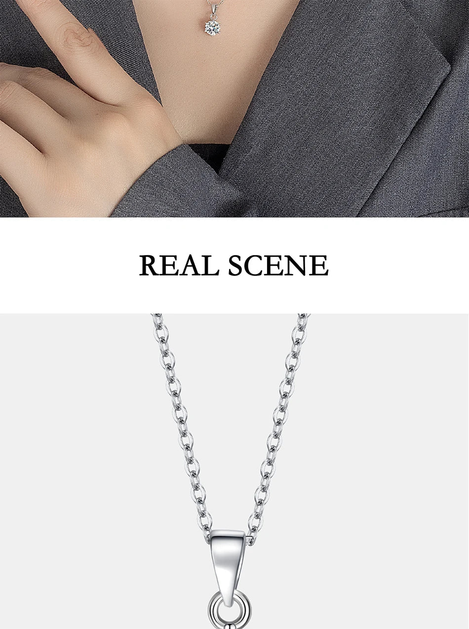 0.5-5CT Moissanite Necklace for Women S925 Pure Silver Classic Six Claw Round Diamond Pendant Minimalist Wedding Jewelry