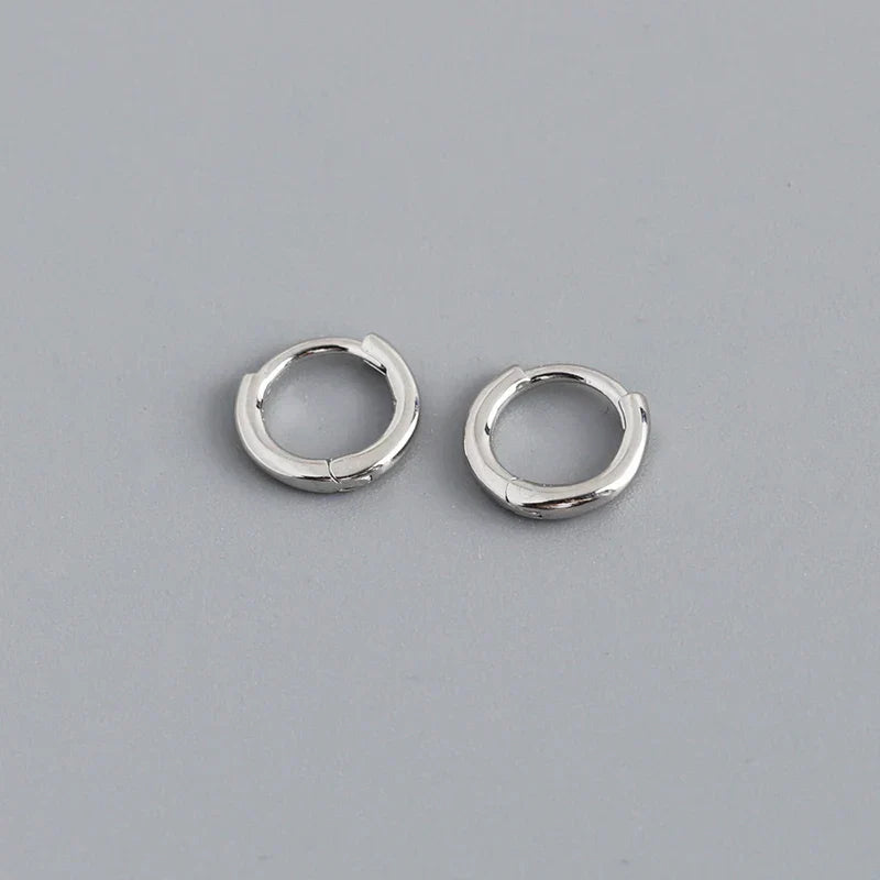 925 Sterling Silver Minimalist Glossy Circle Hoop Earrings for Women Fashion Simple Ear Bone Piercing Jewelry Accessories