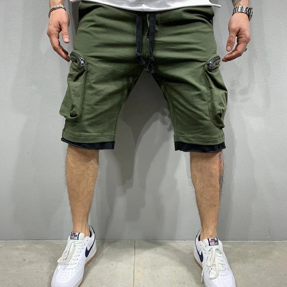 Men‘s Cargo Shorts Cotton Workout Fitness Shorts Breathable Jogger Training Gym Bodybuilding Multi Pocket Thick Shorts