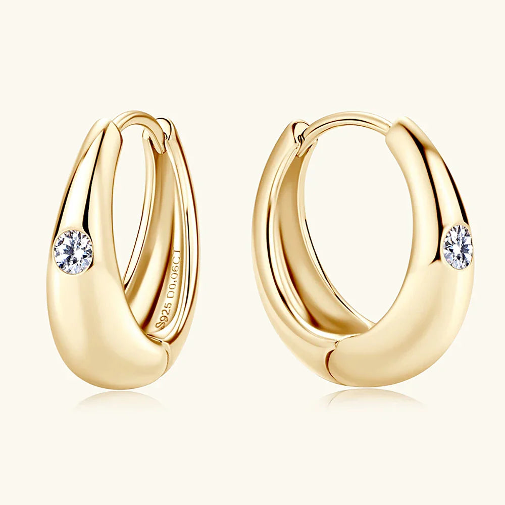 Exquisite Moissanite Diamond Hoop Earrings for Women 100% S925 Sterling Silver Plated 18k Yellow Gold Huggie Earring Wholesale