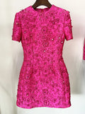 Newest 2026 Designer Fashion Stylish Dress Women's Beaded Floral Jacquard Trimmed Dress