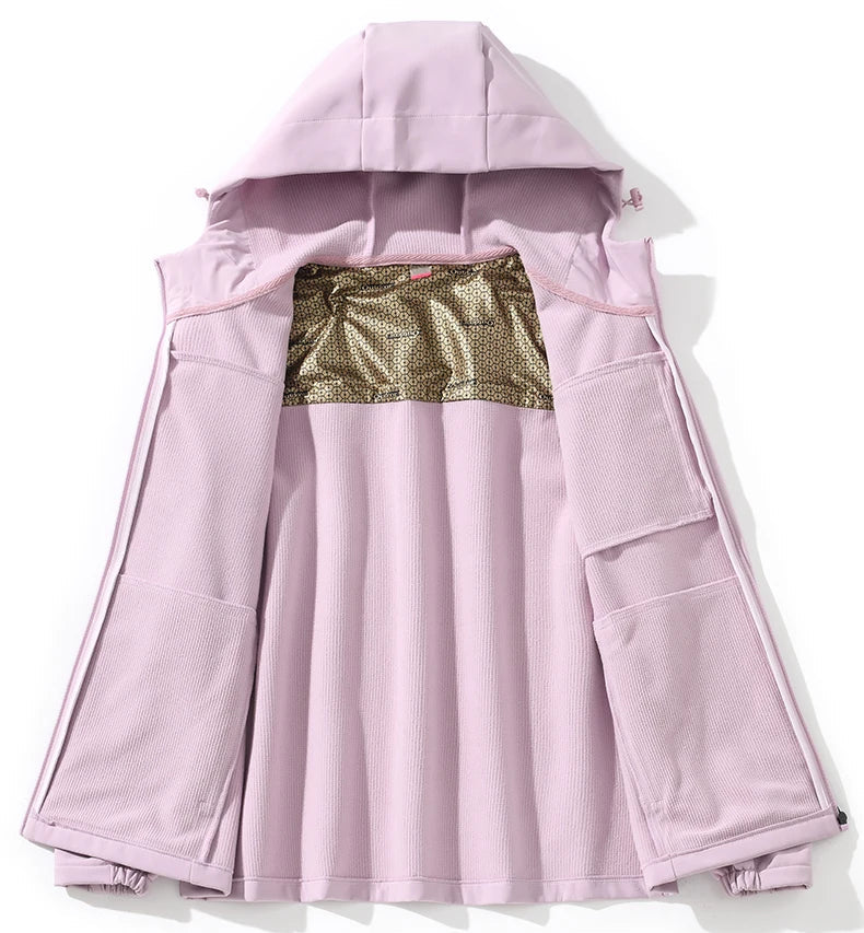Waterproof Fleece Jacket Women Windproof Thermal Soft Shell Coat Outdoor Hiking Camping Climbing Trekking Windbreaker