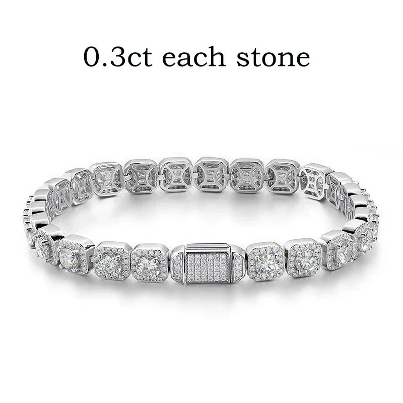 4/5/6.5mm Full Diamond 100% Real Moissanite Bracelets for Men Women Classic Luxury Bangles Pure 925 Sterling Silver Chain