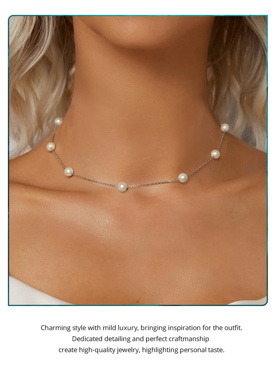 925 Sterling Silver Dainty Shell Pearl Choker Necklace, White Gold Plated Pearl Charm Necklaces Jewelry Gifts for Women