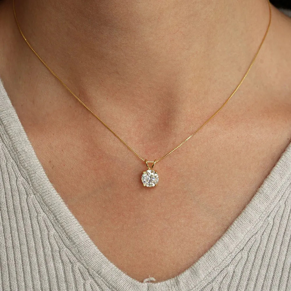 1-5 CT Moissanite Necklace Solitaire Pandent GRA Certified Dainty s925 Sterling Silver 18k Classic Necklaces for Women