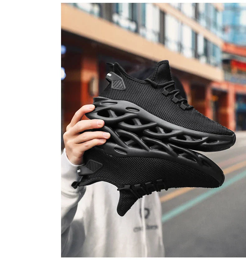 Summer Men Casual Sports Running Shoes Breathable Lightweight Sneakers Outdoor Mesh Black Athletic Jogging Tennis Walking Shoe