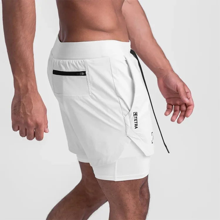 Mens Quick Dry 2 in 1 Double-deck Shorts Gym Fitness Basketball Jogger Short Pants Summer Sports Workout Bottoms Sweatpants