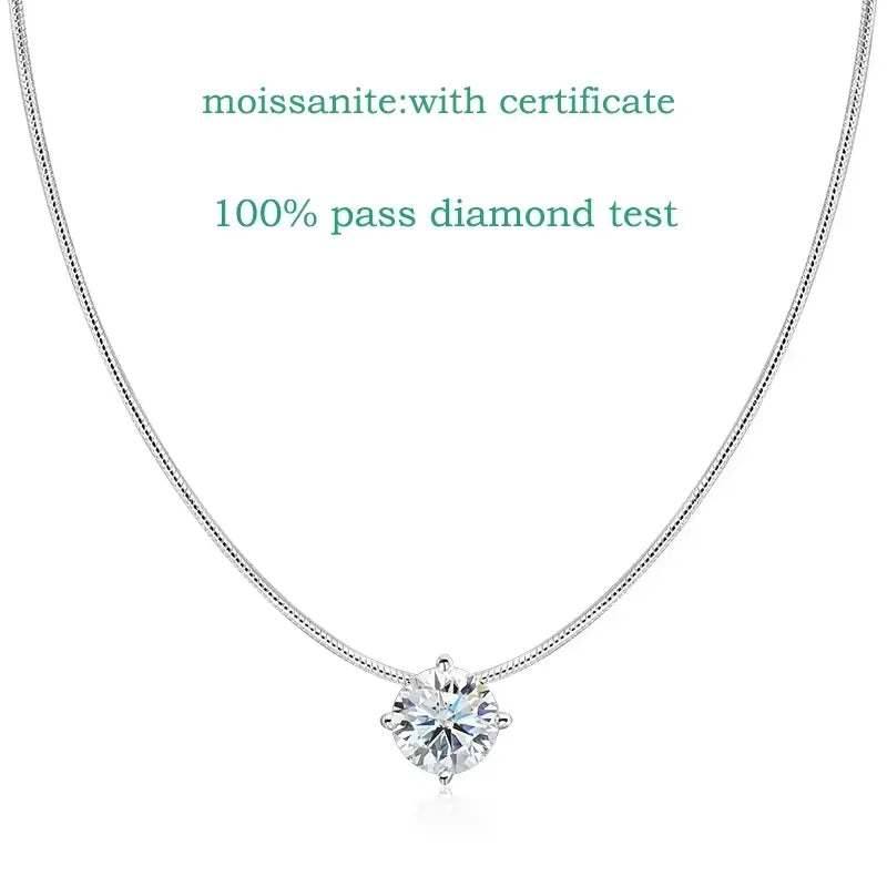 0.5-2CT D Color Certified Moissanite Necklace for Women Sparkling Lab Diamond 100% 925 Sterling Silver Pendants Wholesale