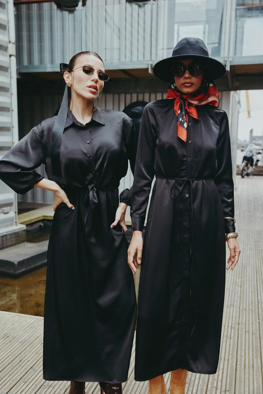 AW25 satin dress elegance lady ruffled neck woman clothes with Removable belt