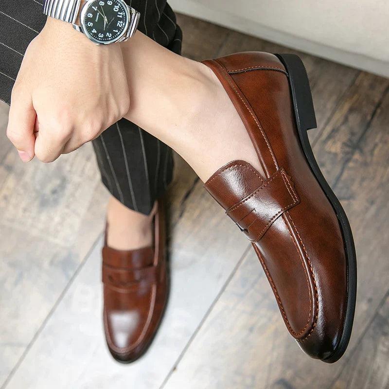 Mens Dress Wedding Fashion Office High Quality Leather Comfy Business Formal Italy Driving Loafers Shoes for Men Plus Size 38~48
