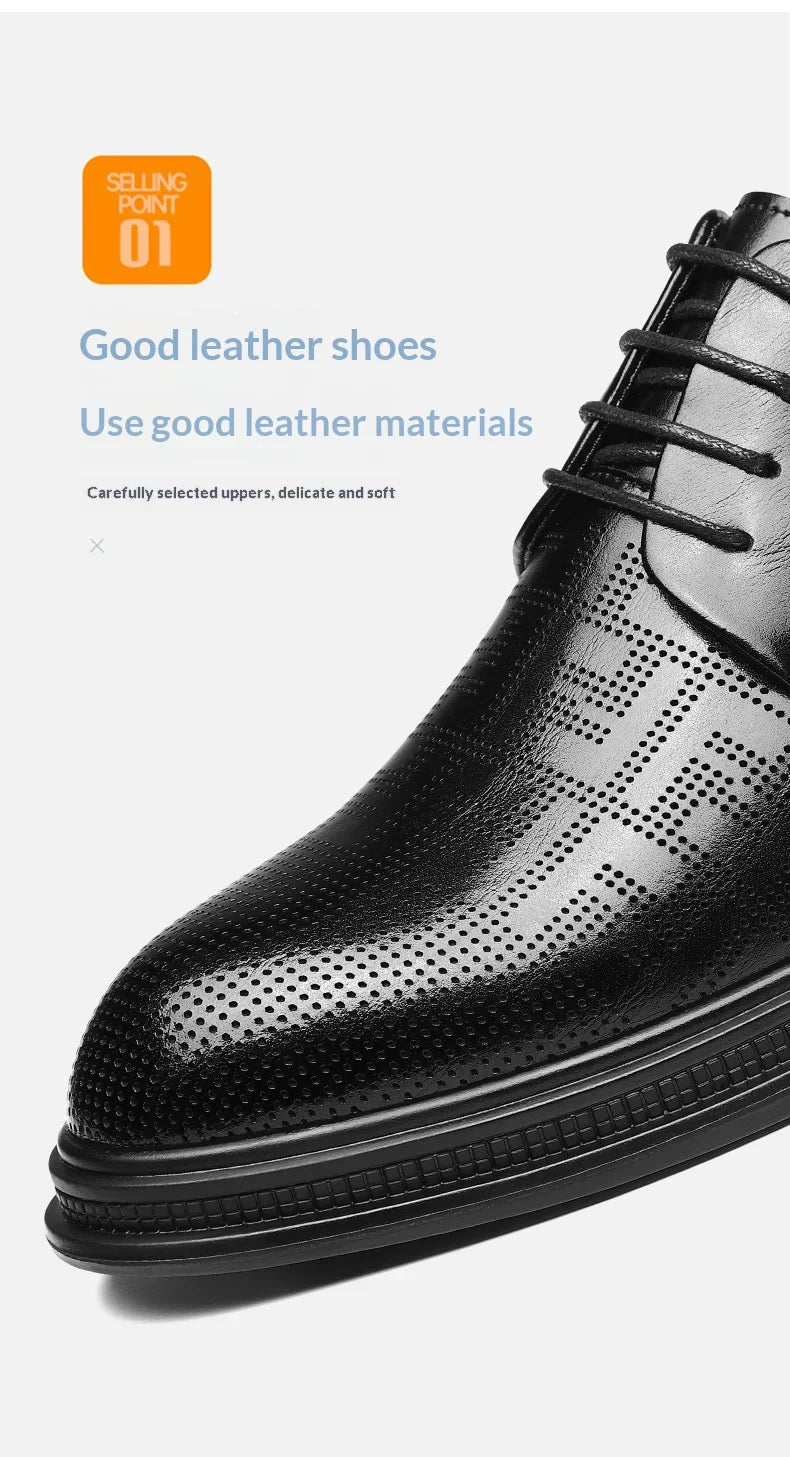 summer Men Elevator Shoes Dress Shoes Formal Leather Quality Busincess Lift 6CM 8CM Height Increased Man Elegance Wedding Shoes