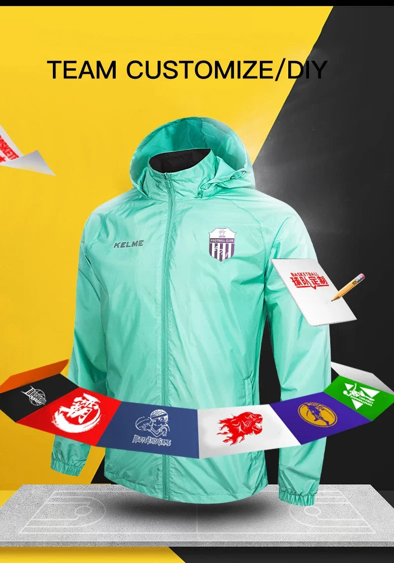 Men's Windbreaker Running Jacket Soccer Kid Hooded Windproof Coat Training Waterproof Jacket Quick Dry 3801241