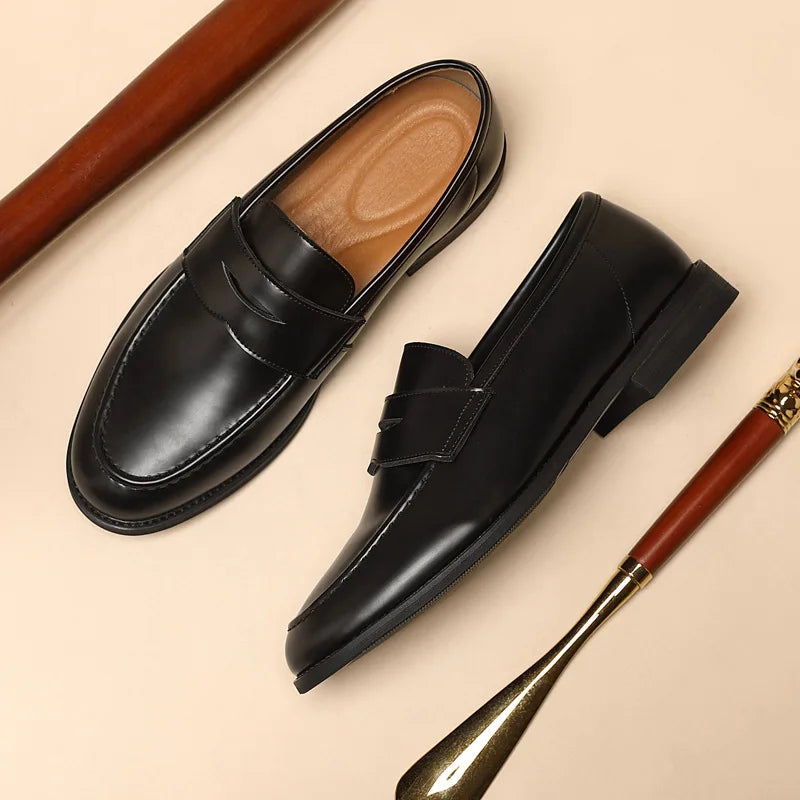 Men's Plus Size Genuine Leather Loafers Slip-on Formal Business Casual Dress Shoes for Man Spring Autumn New Wedding Shoes Male