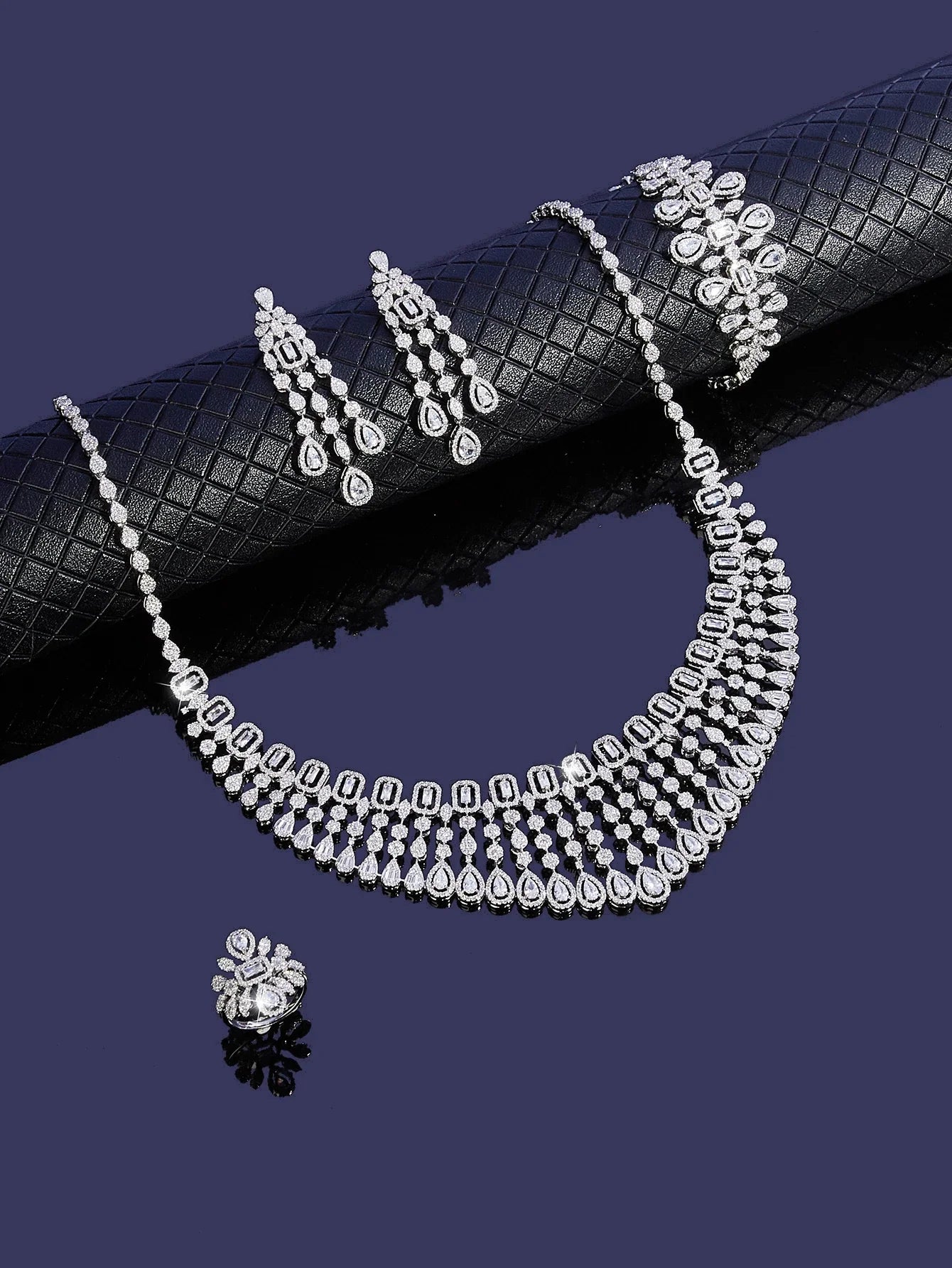 New Elegantly Quality Dress Jewelry Luxury Necklace Earrings Sets Cubic Zirconia Jewelry Sets Women Bridal Wedding