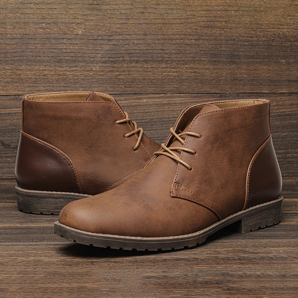 Retro American Style Men Desert Boots Ankle Boots Vintage Casual Leather Boots for Men