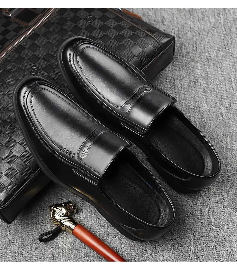 Cow Leather Men's Business Casual Shoes 2026 Spring Autumn Non Slip Dress Shoes Male Fashion Designer Loafers for Man
