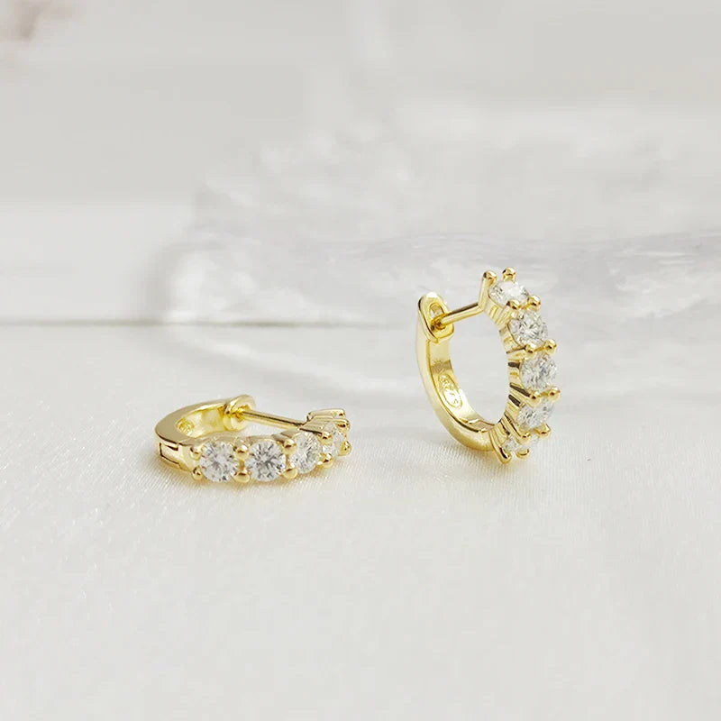 3mm D Color Moissanite Earrings 925 Sterling Silver Plated White Gold Hoop Earring for Women Wedding Party Fine Jewelry