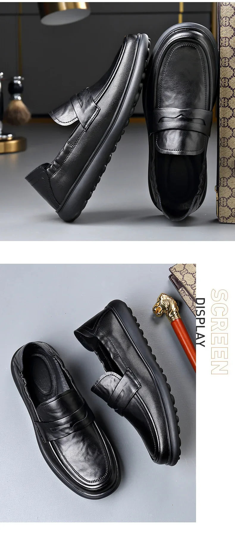 Spring Autumn New Genuine Leather Shoes for Men Black Fashion Business Casual Shoes Male High Quality Designer Loafers Man