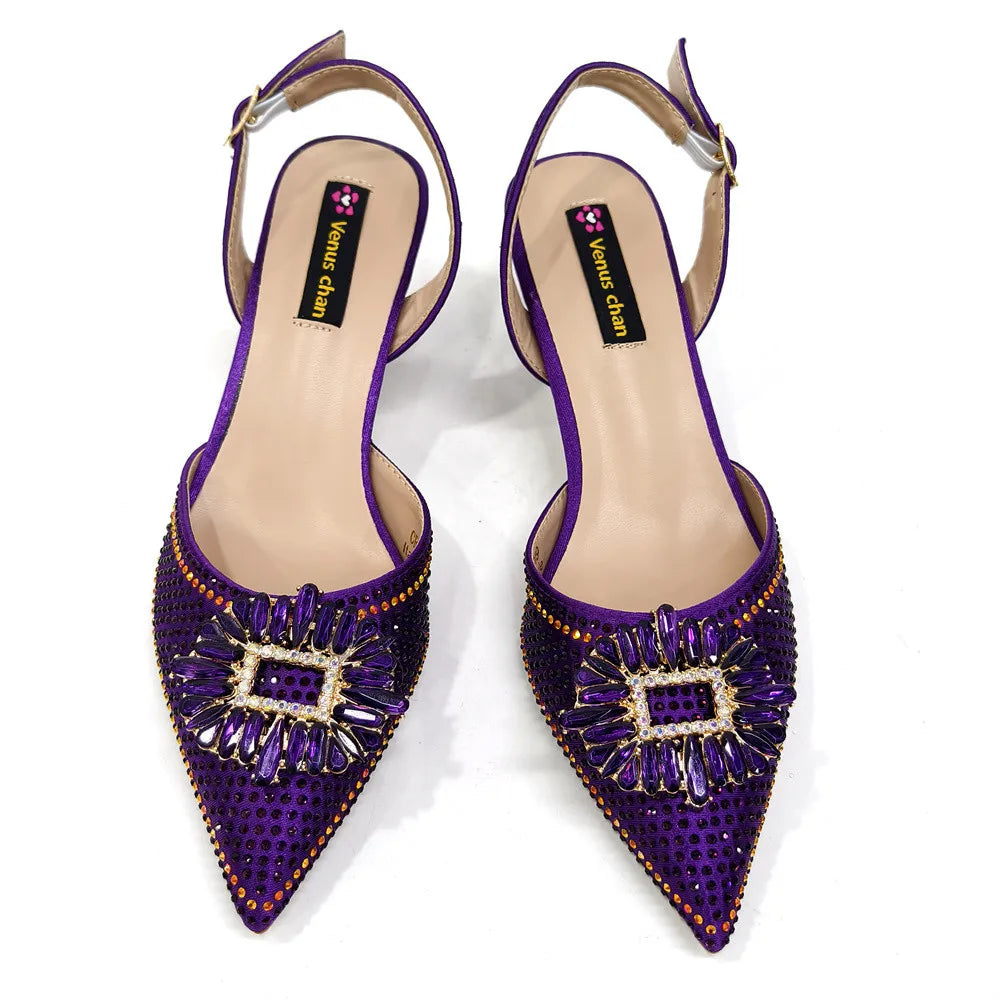 African Style Women's Shoes Mixed With BlackGold High Heels Pointed At The Dinner Party Nigerian Women's Shoes