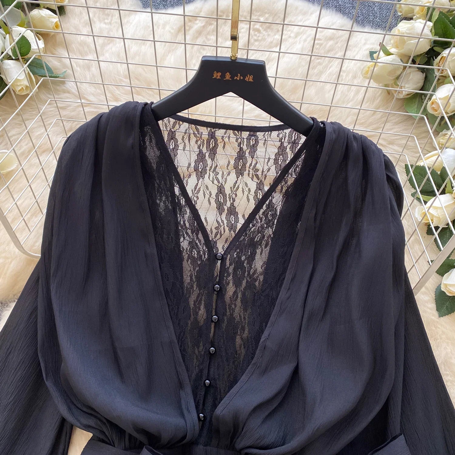 Fairycore Lace Chiffon Dresses With Stretch Shorts Pearl Button Bow Female Ruffles Sheer Seaside Holiday Mini Dress