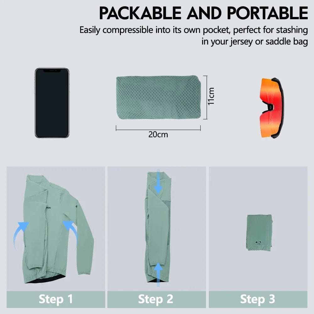 Men's Windbreaker Packable Cycling Jacket Windproof Bicycle Coat Bike Clothes MTB Jackets UPF50+ Sun Protection Lightweight