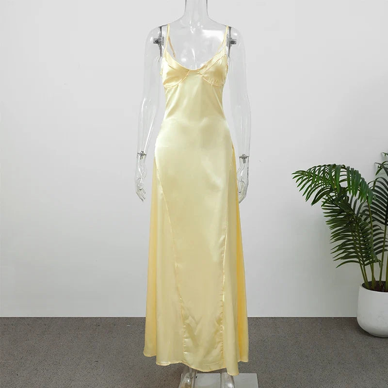 Solid Satin Cowl Neck Women's Dress Elegant Sleeveless Ruched Waist Fishtail Bodycon Lady Vestido 2026 Summer Party Dresses
