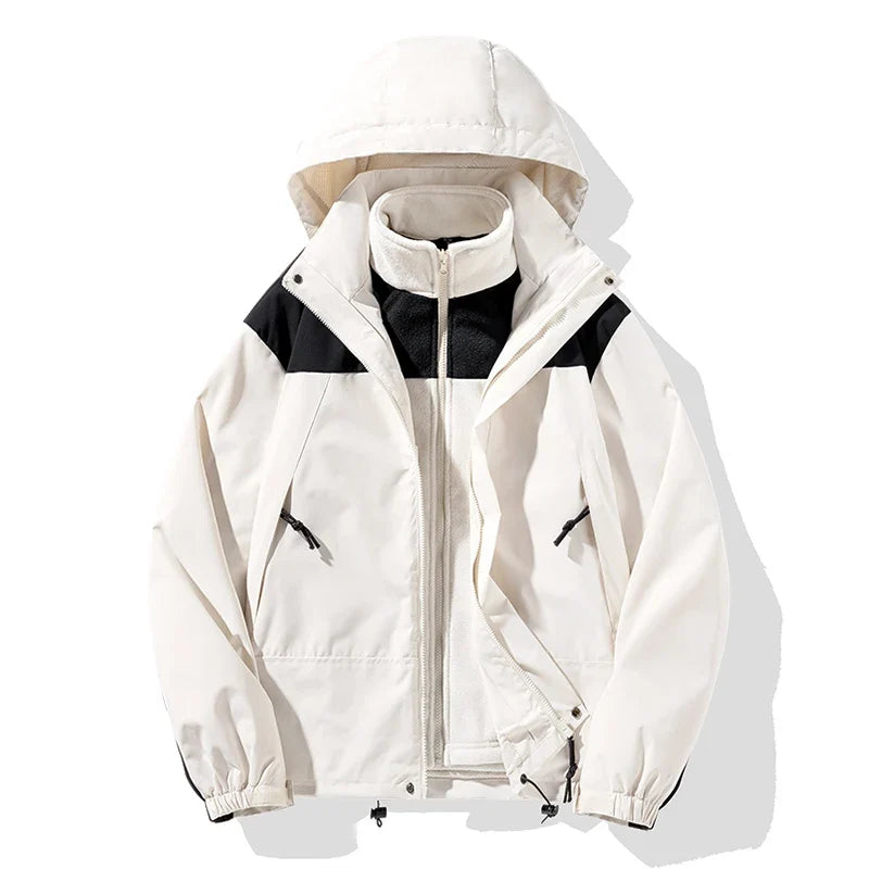 New Three-in-one Outdoor Jackets Simple Fashion Suitable Men Women Wear Waterproof Breathable Fabric Camping Skiing Warm Jacket