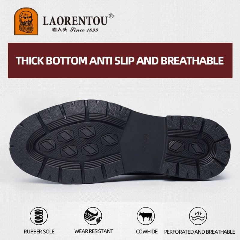 LAORENTOU breathable hollow out business round toe casual shoes, thick soled men's formal Derby shoes, wedding shoes 20933W