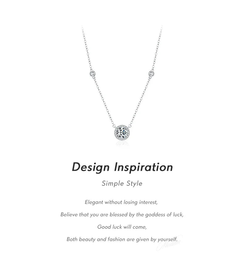 925 Sterling Silver Luxury Round Clear AAAAA Zircon Pendant Necklace For Women Wedding Engagement Bridal Fine Jewelry