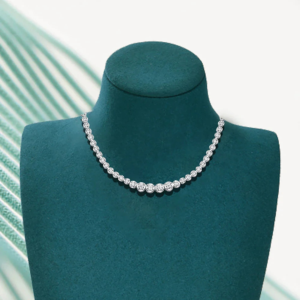 1.2CT Moissanite Tennis Necklace 925 Sterling Silver 18K Gold Plated Gradient High Carbon Diamond Necklaces for Women Adjustable