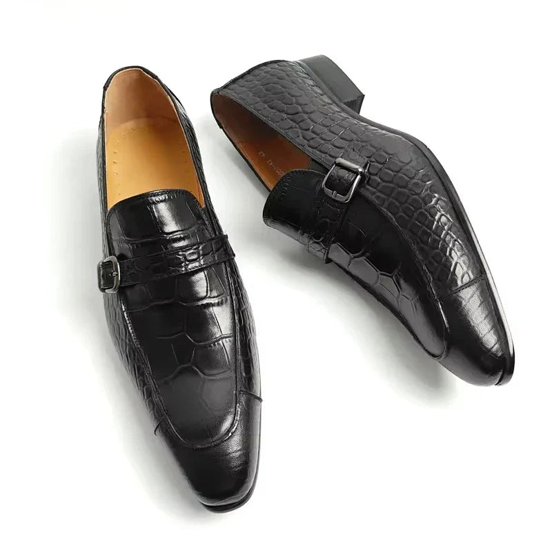 Luxury Genuine Leather Shoe Printing Mens Loafers Handmade High Quality Business Formal Office Casual Shoes Zapatos De Hombre