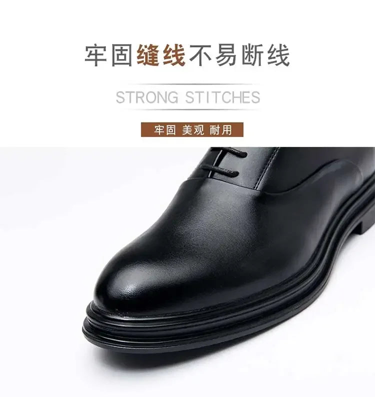 Business Formal Leather Shoes Men's Casual with Suit Low Top Solid Wedding Shoes Color Fashion Oxford Shoes Pointed Office