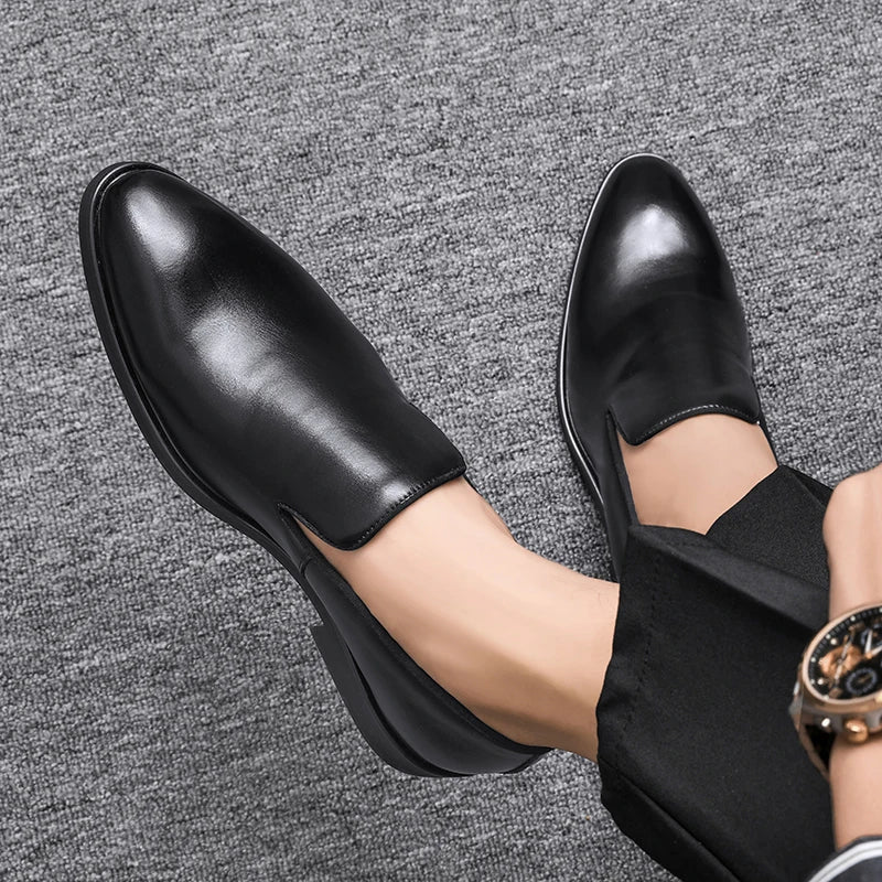 Italian brand mens Loafers Men's brown daily soft sole red sole patent leather shoes Outdoor business dress shoes big size：38-48