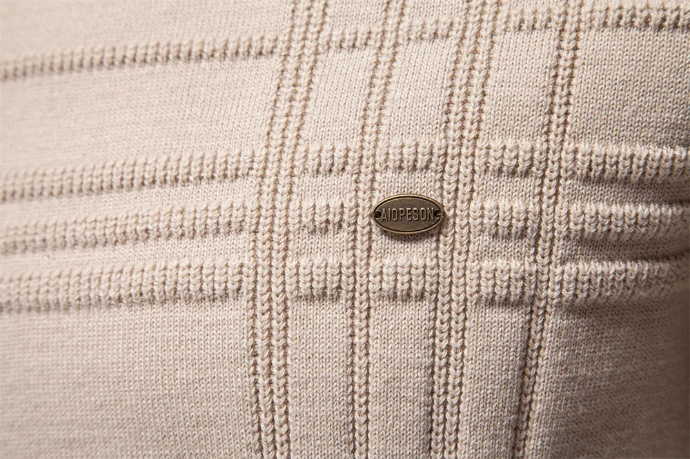 Mens Crewneck Pullover Sweater Knitted Cotton Stripped Quality Autumn Winter Warm Sweaters for Men