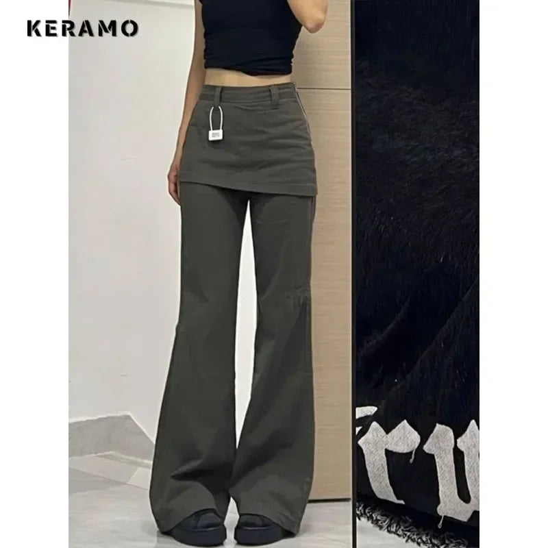 High Waist Flared Jeans Retro Y2K Hight Street Pants