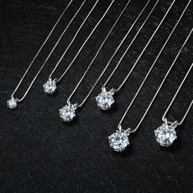 Certified Multi-size Round Moissanite Solitaire Pendant Necklaces 925 Sterling Silver Necklace For Women Jewellry Gifts
