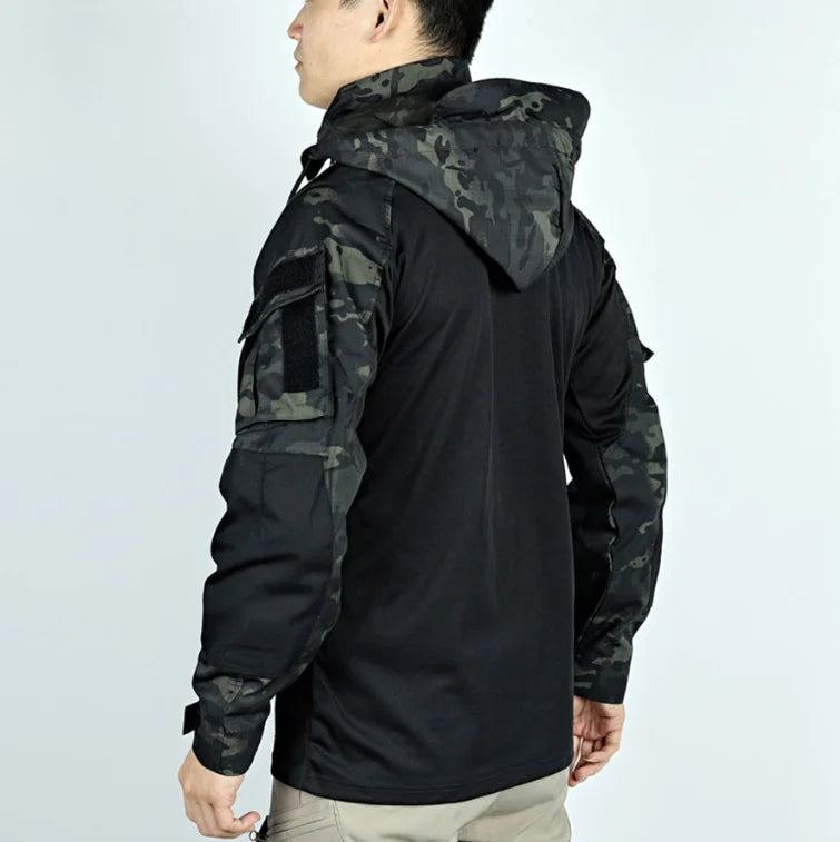 Outdoor Uniform Tactical Suits Wear Resistant T-Shirt Hood Pants Men Clothes Combat Shirts Airsoft Paintball Hunting Clothing