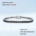 GRA Certified 3mm 0.1CT Gradient Color Black Grey White Moissanite Tennis Bracelet for Men Woman 925 Silver Link Bracelets