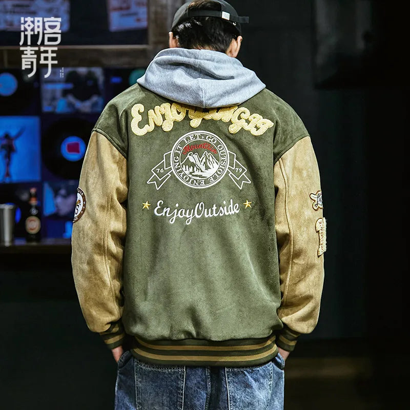 New Baseball Jacket Men Fashion Embroidered Jackets Coats High Street Outwear Man Bomber Jacket Hip Hop Clothing Top