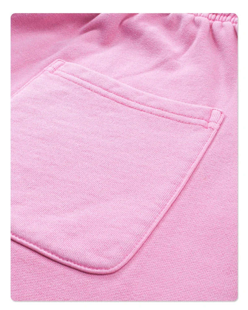 Fashion Summer Men 420gsm Washed Cotton Shorts Retro Unisex High Street Terry Knee Length Short Pants Streetwears HY0845