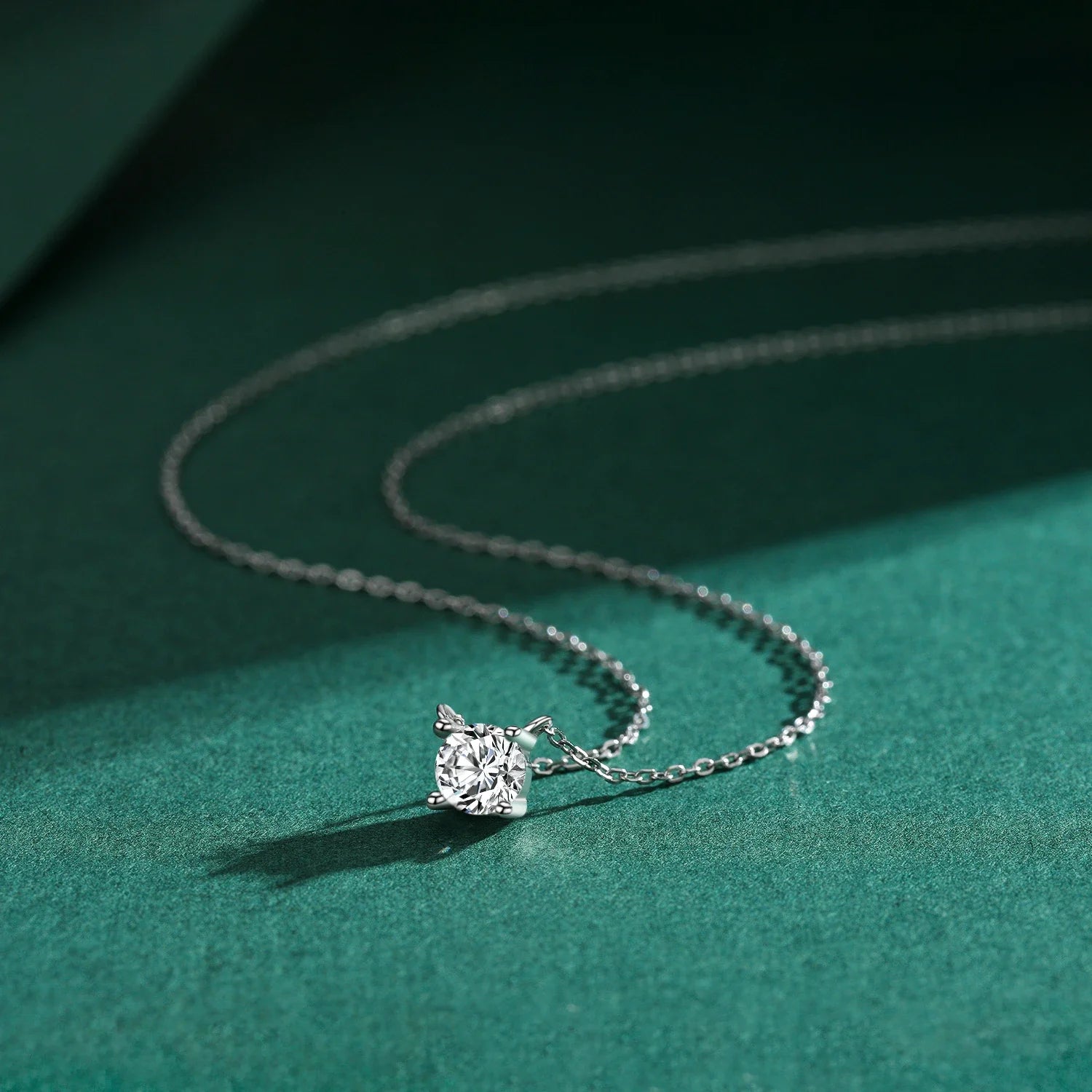 Classic 925 Sterling Silver Round Simple Clear CZ Chain Necklaces Pendant For Women Wedding Engagement Statement Jewelry