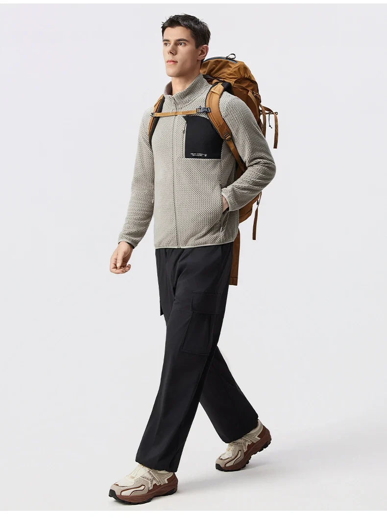 Fleece Sports Jacket Winter Cardigan Knitted Jacket Stand Collar Outdoor Running Windproof And Warm Training Top