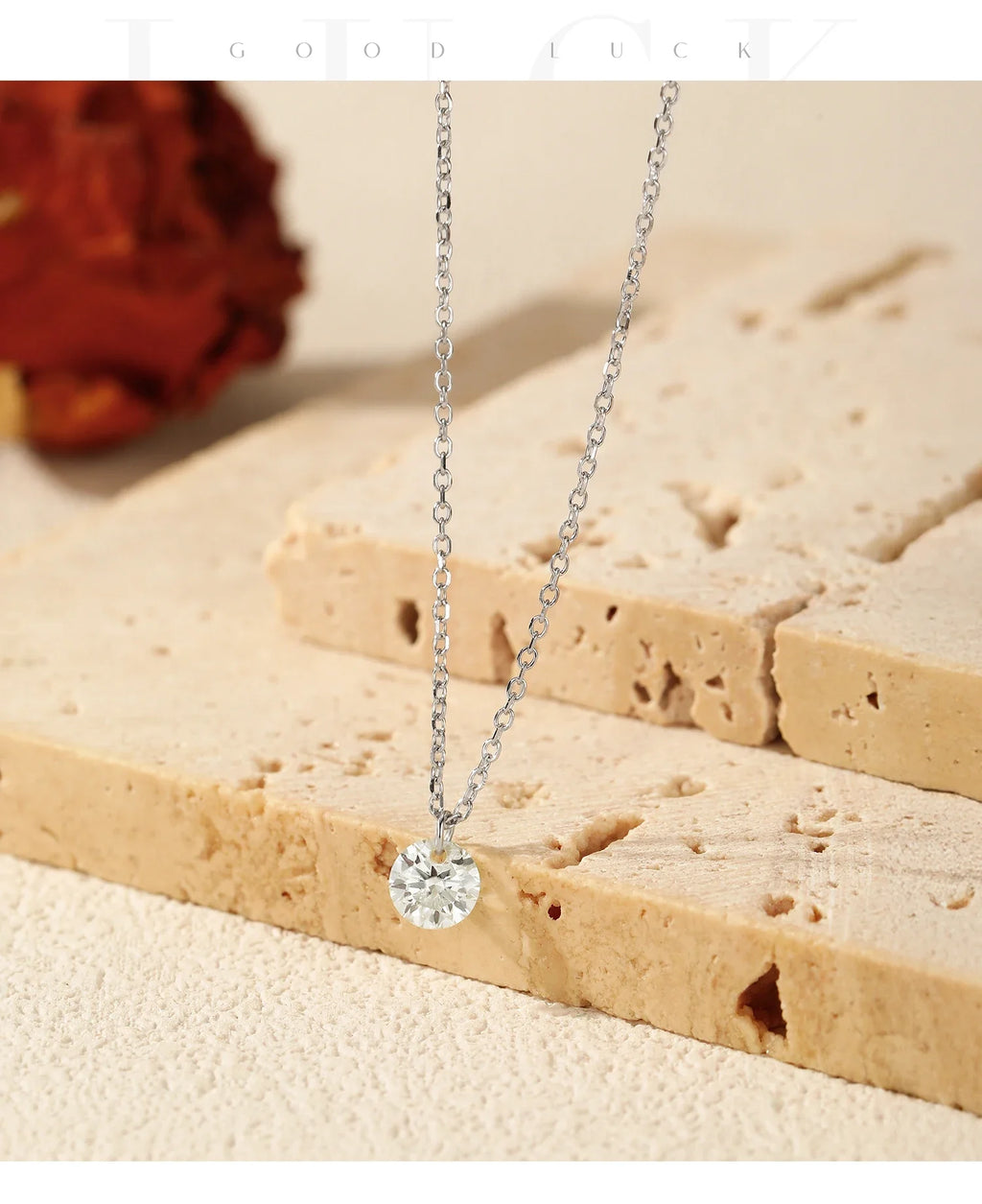 0.1CT/0.3CT/0.5CT VVS1 Clarity Moissanite 925 Sterling Silver Classic Round Pendant Necklace For Women Fine Jewelry