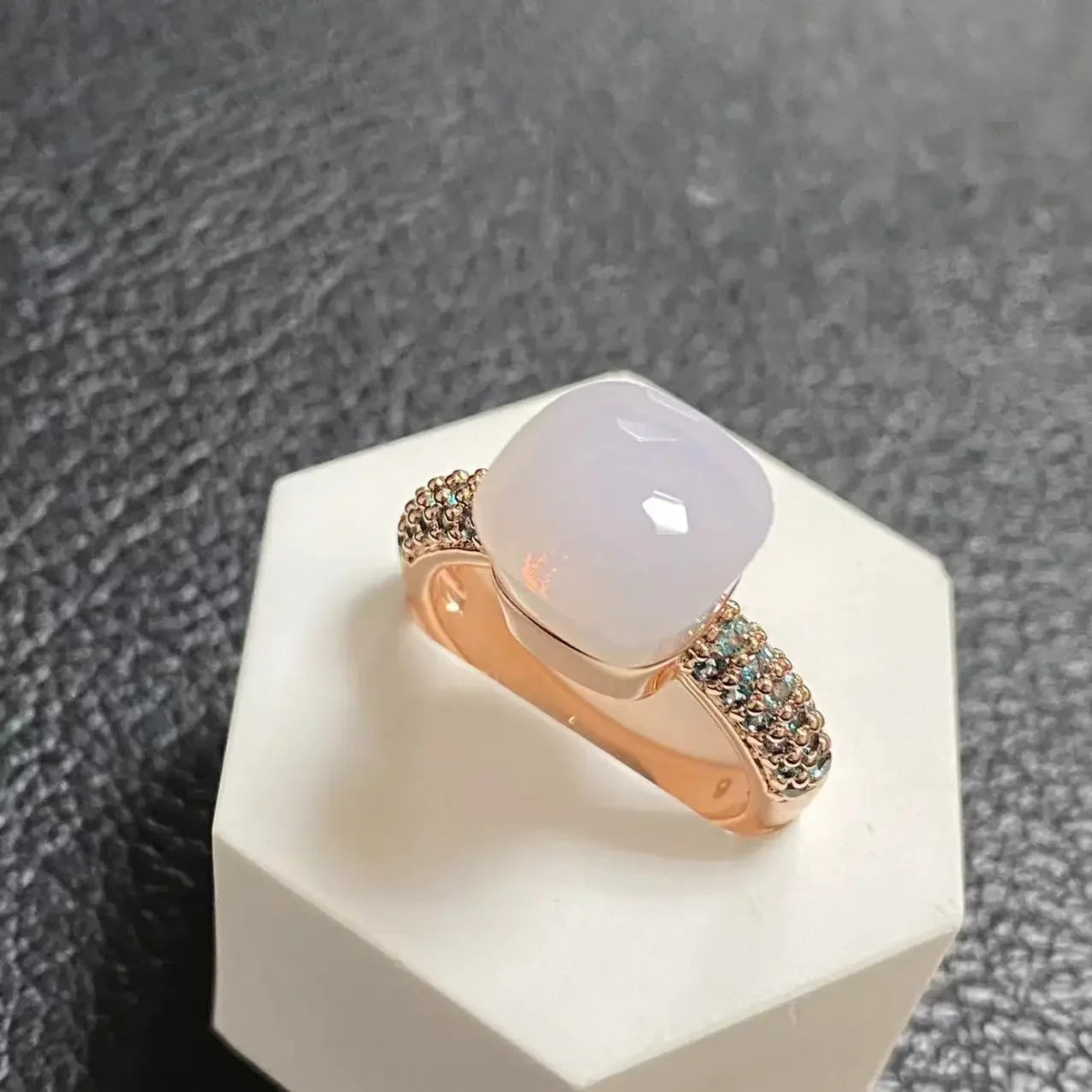 10.6mm Topaz Ring For Women Inlay Light Blue Zircon Candy Water Drop Crystal Ring Rose Gold Plated Jewelry Gift