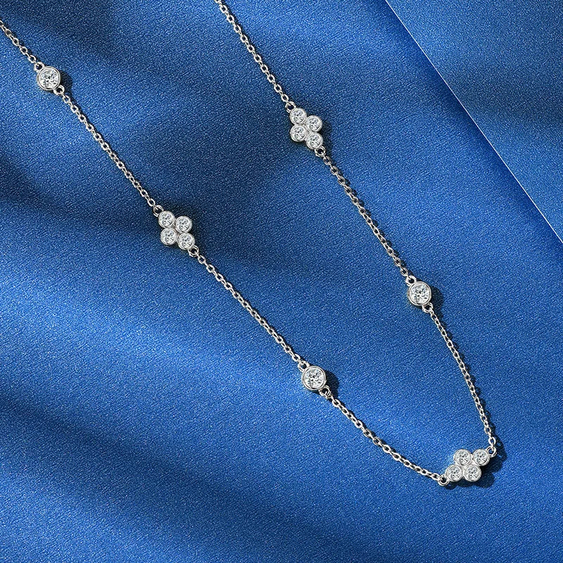 3mm&2mm Moissanite Choker Necklaces Collar Plata 925 Sterling Silver Clavicle Chain Necklace For Women Neck Jewellry Gift