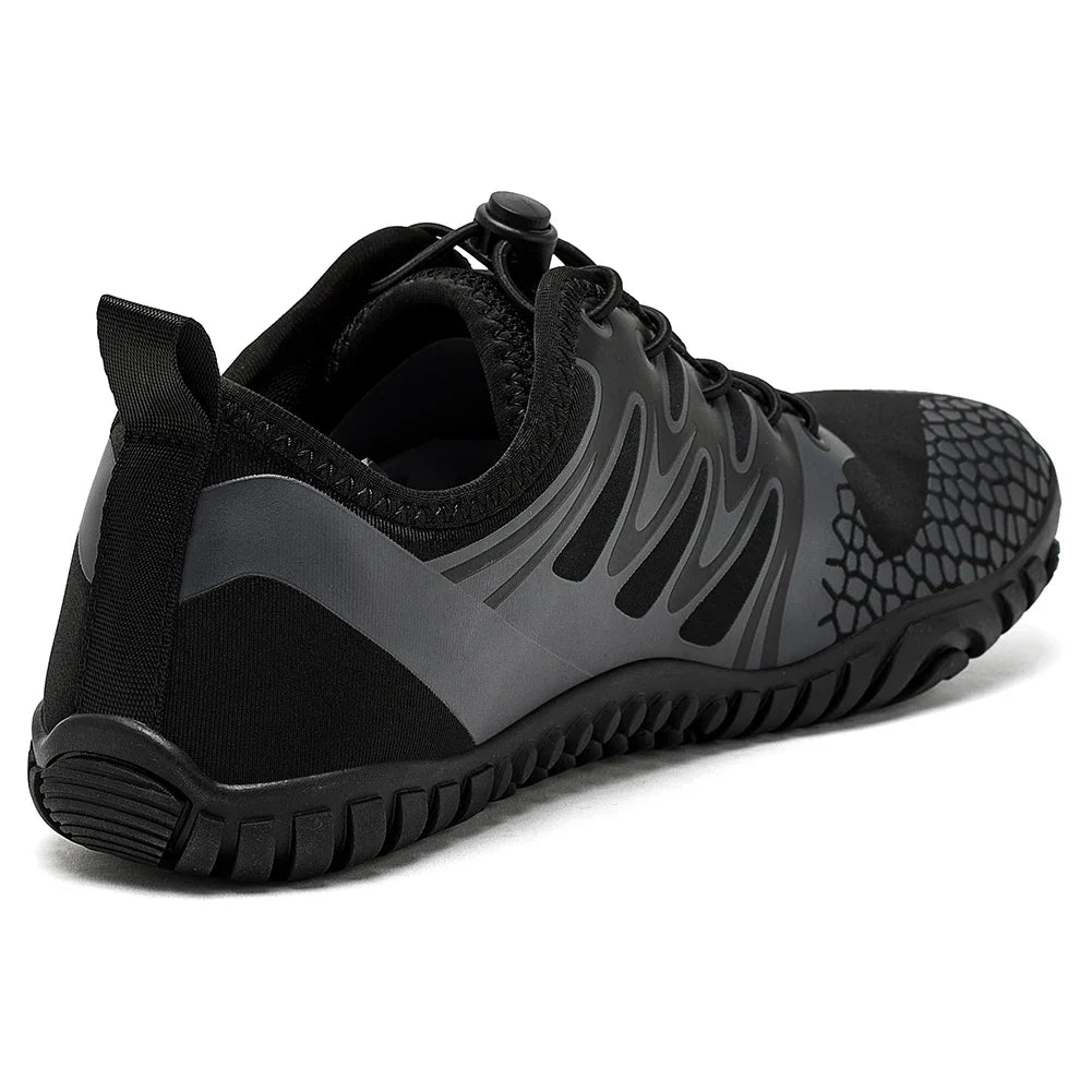 Wide Toe Barefoot Shoes for Unisex Artificial Leather Outdoor Walking Sneakers Zero Drop Minimalist Elastic Band Shoes