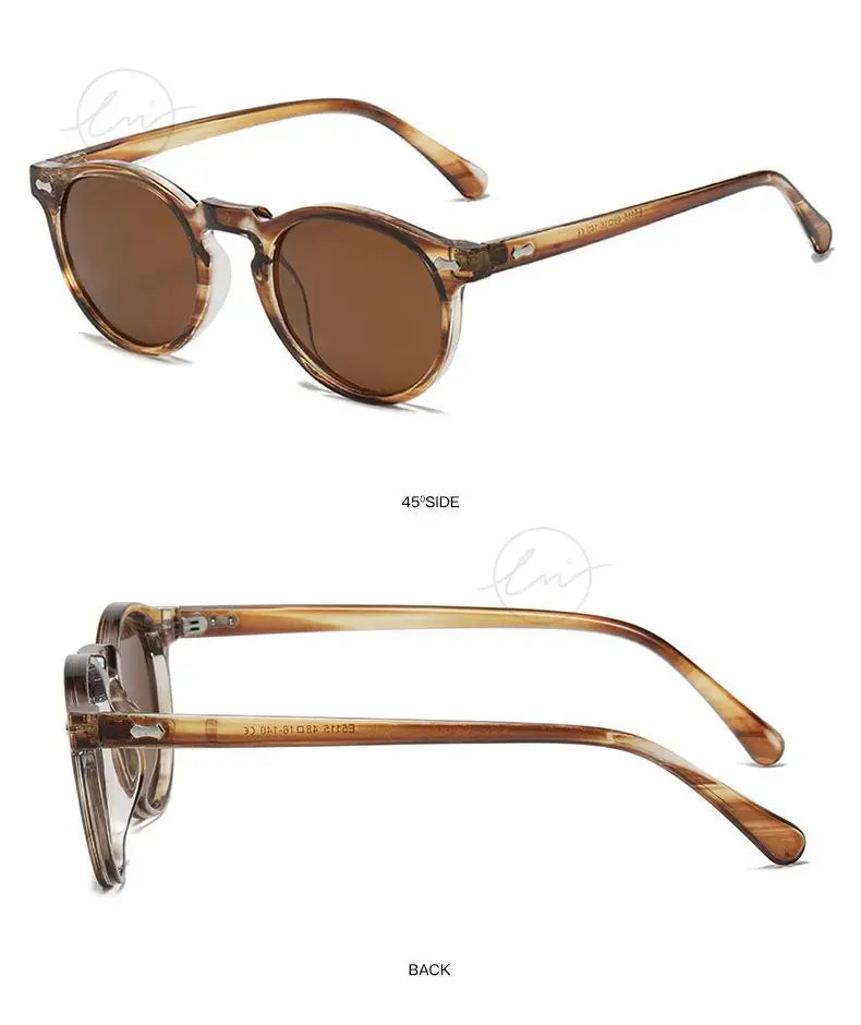 Retro Round Polarized Sunglasses Women Men Classic Leopard Frame Driving Shades Vintage Sun Glasses Unisex UV400 Gafas De Sol