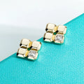 Asscher Cut Moissanite Stud Earrings Yellow Gold Plated Moissanite Earrings For Women Fine Jewelry Wholesale