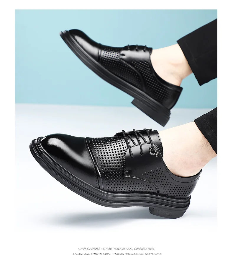 2026 New British Business Formal Leather Shoes for Man Summer Autumn Hallow Dress Shoes Male Solid Color Fashion Shoes Man