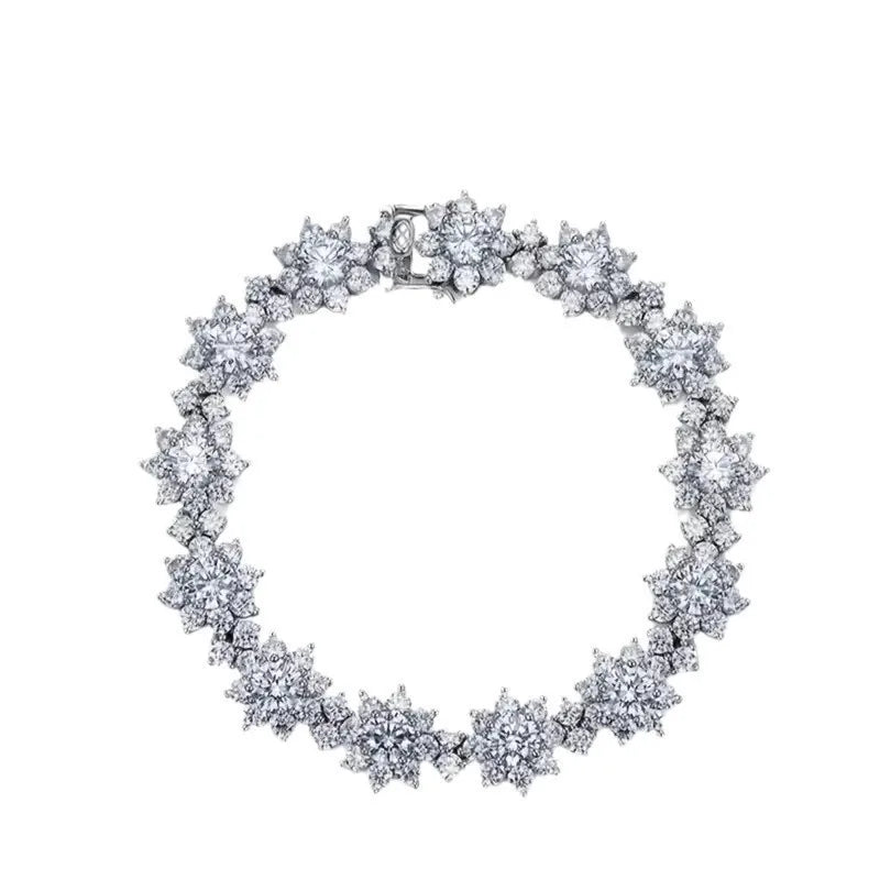 All Mozambique New Sunflower Moissanite Women's Bracelet 925 Sterling Silver Diamond Jewelry Moissanite Diamond Women's Bracelet